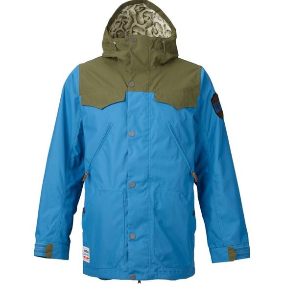 Burton x Mountain Dew MB Folsom Jacket Blue Green Snowboard Ski Men's MEDIUM - Picture 1 of 15